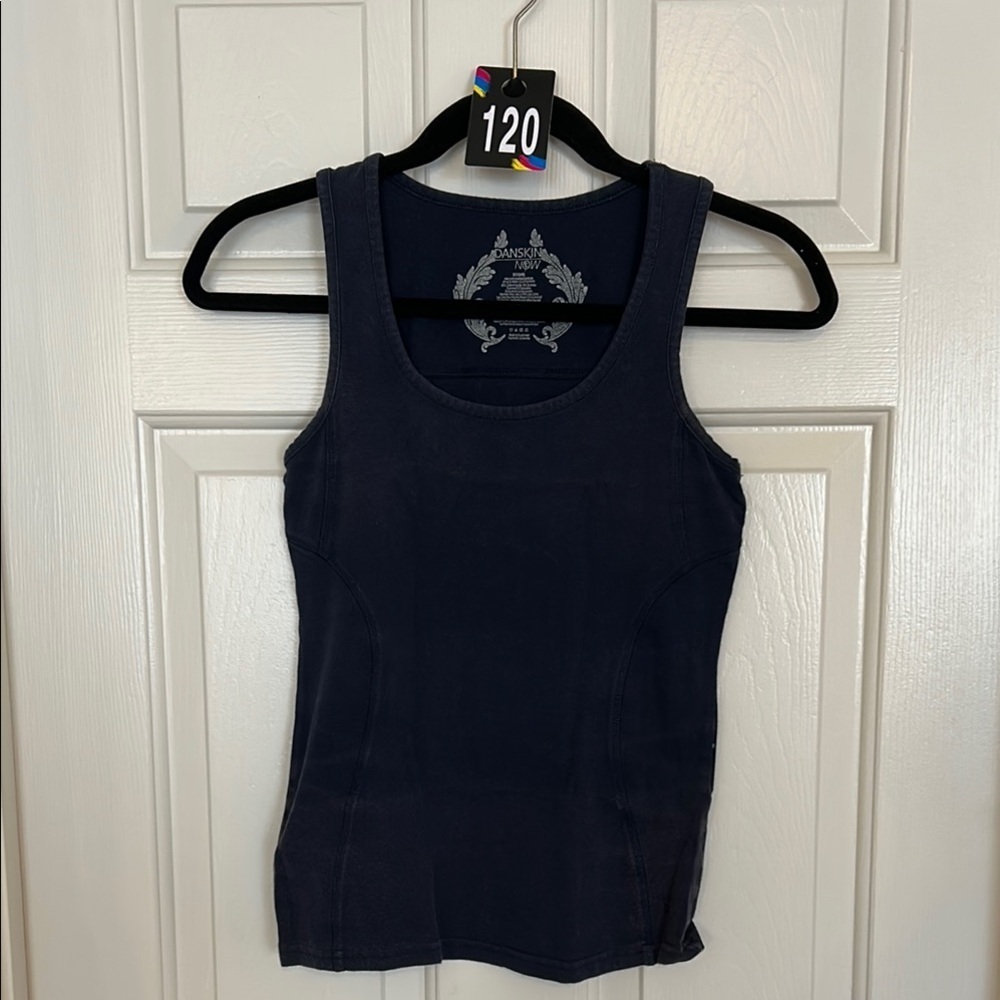 Danskin Navy Ribbed Fitted Sleeveless Tank Top Sz S